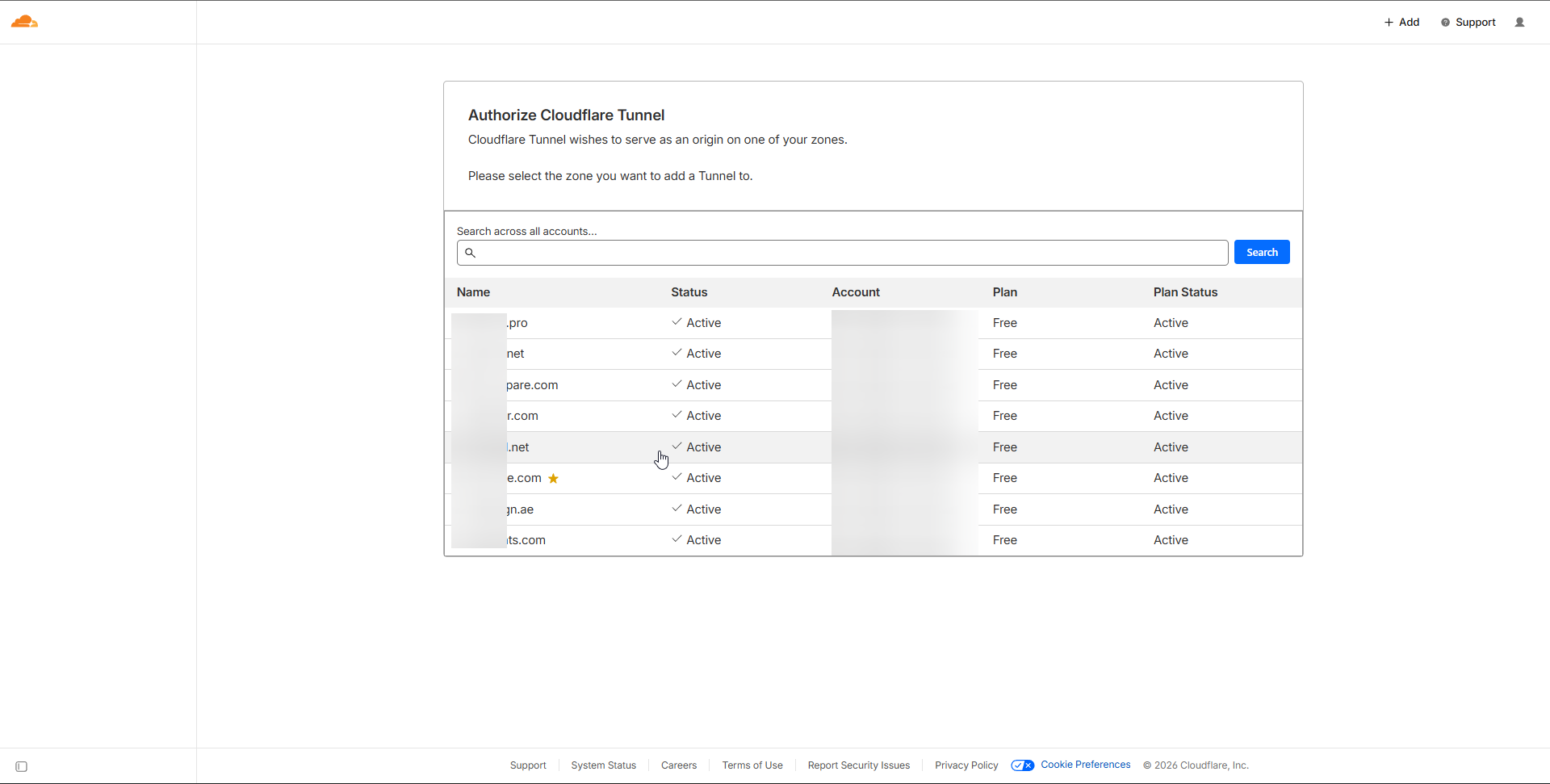 Cloudflare authorize domain page