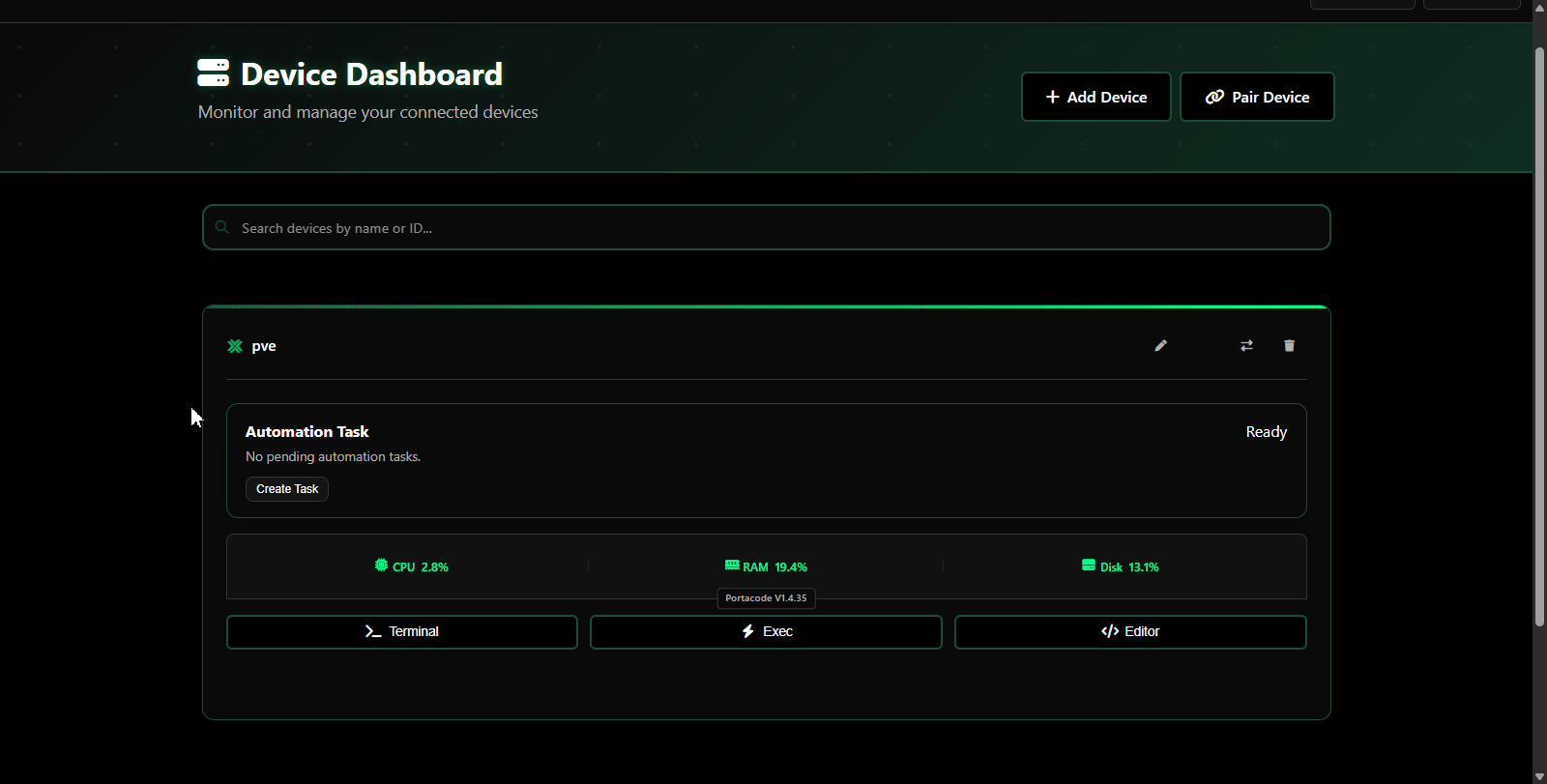 Device info modal walkthrough